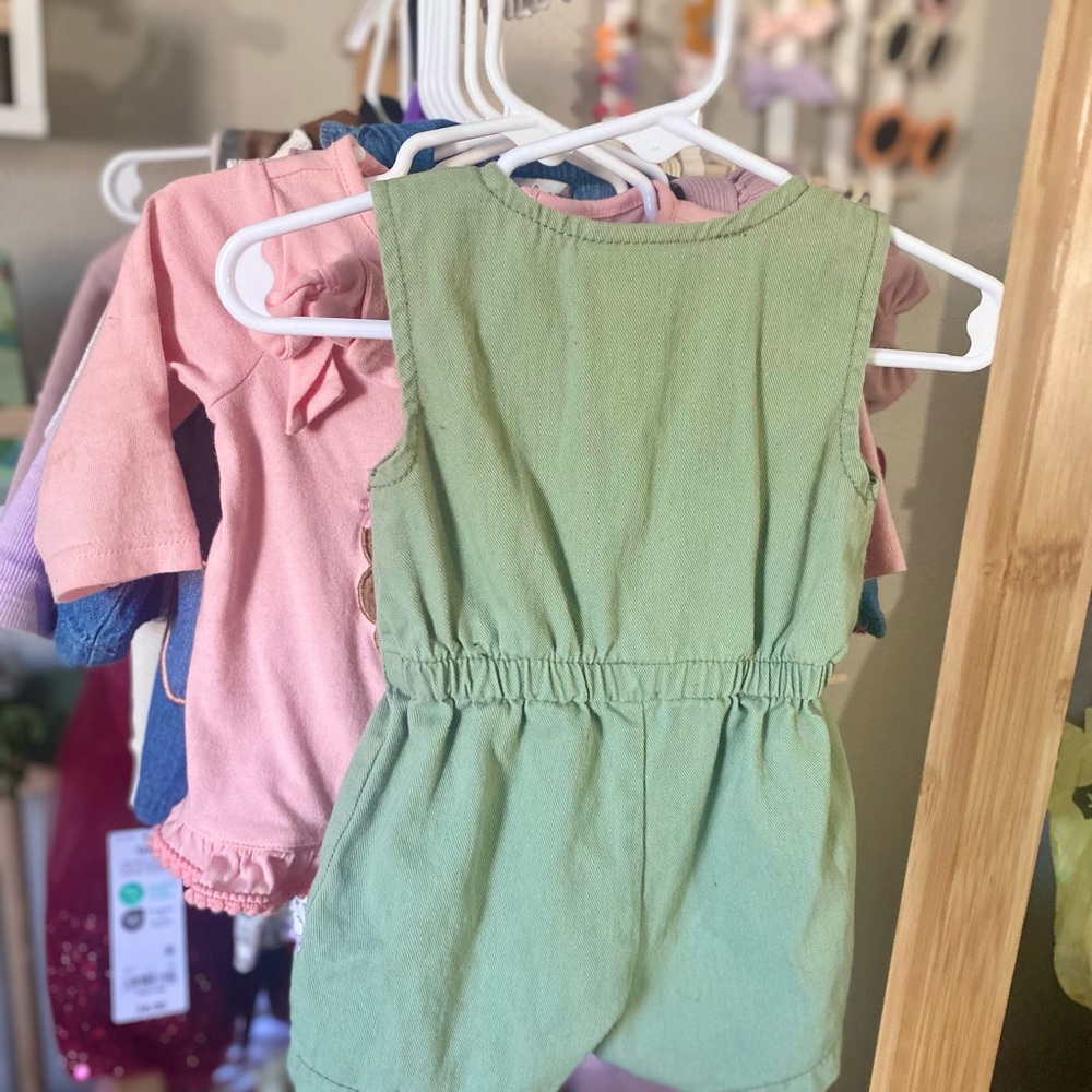 Green Button-Up Romper - Picture 2 of 2